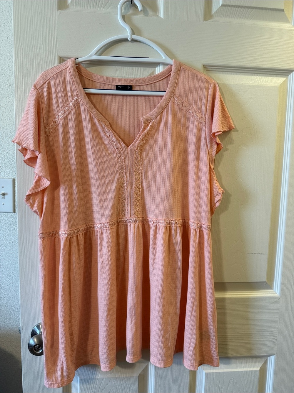 torrid Peach Pink V‑Neck Babydoll Blouse